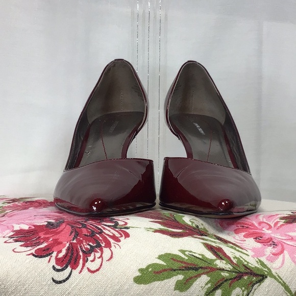 Anne Klein ‘Christa’ Burgundy Patent Leather Point Toe D’Orsay Heels Sz 10 - Picture 5 of 11